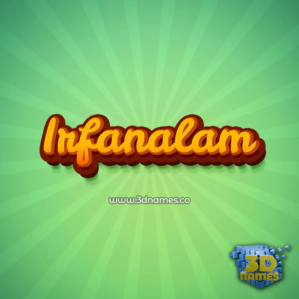 irfanalam in Green Rays style - 3D name wallpaper