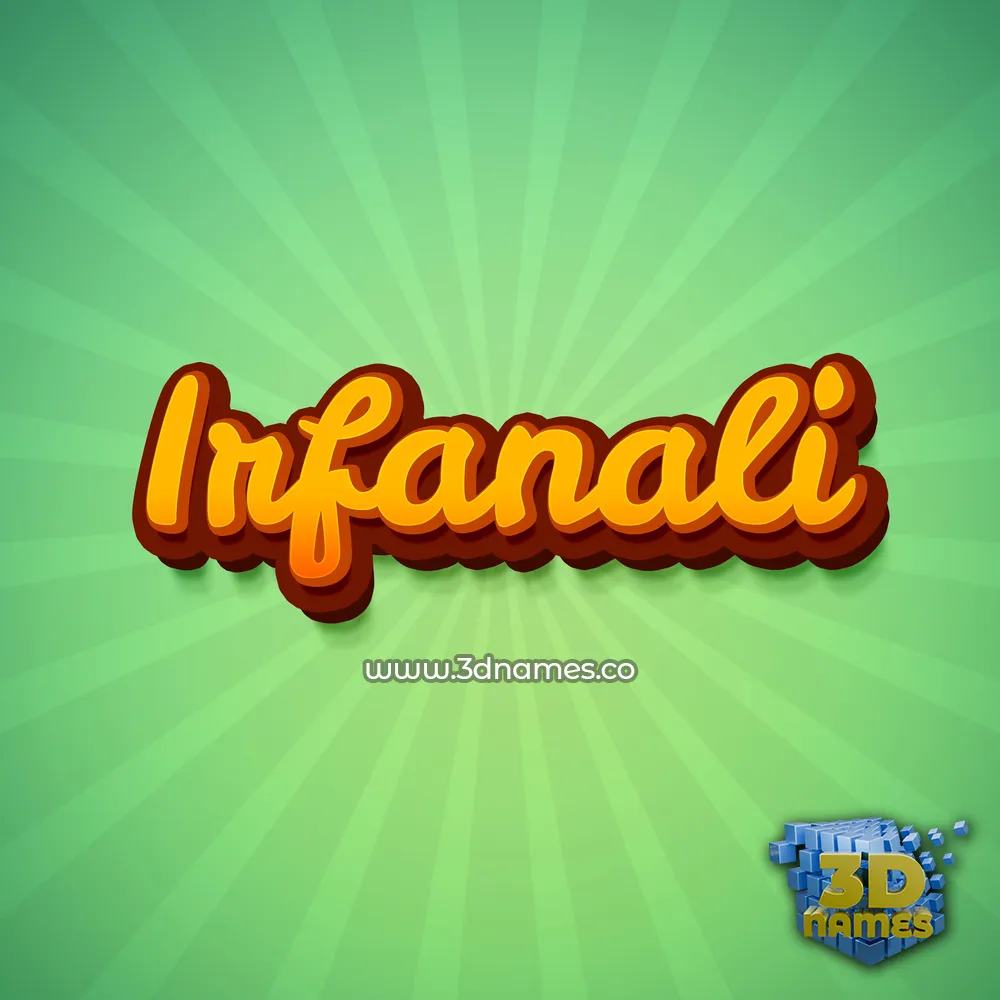 irfanali in Green Rays style - 3D name wallpaper