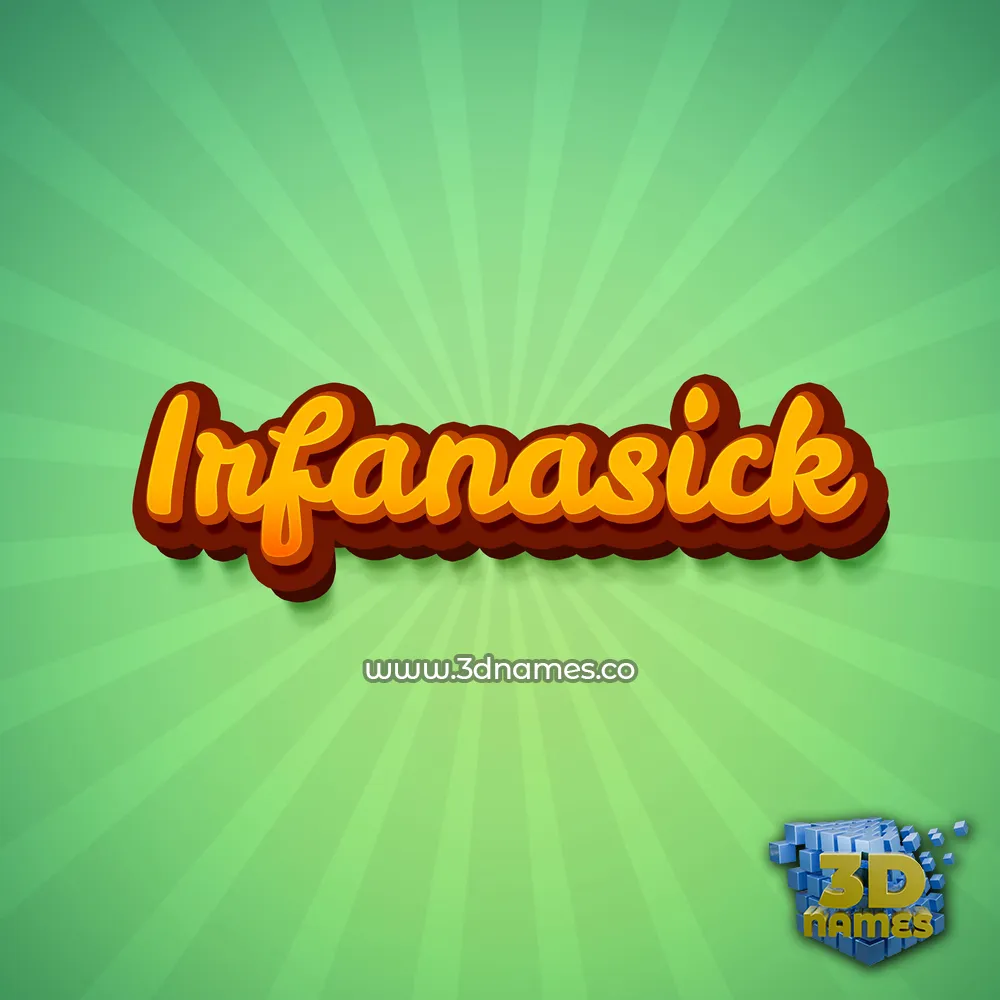 irfanasick in Green Rays style - 3D name wallpaper