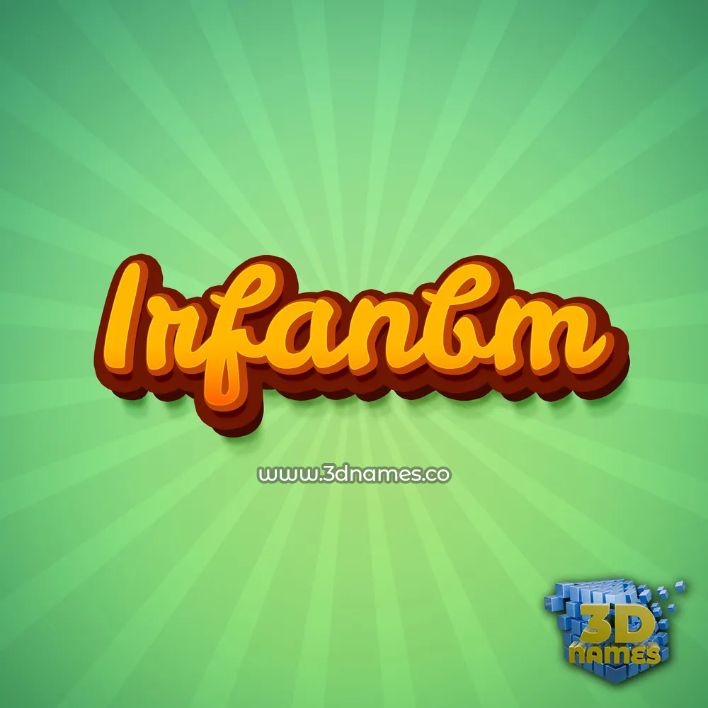irfanbm in Green Rays style - 3D name wallpaper
