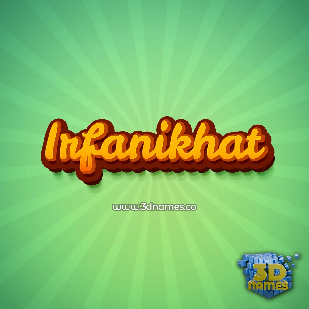 irfanikhat in Green Rays style - 3D name wallpaper