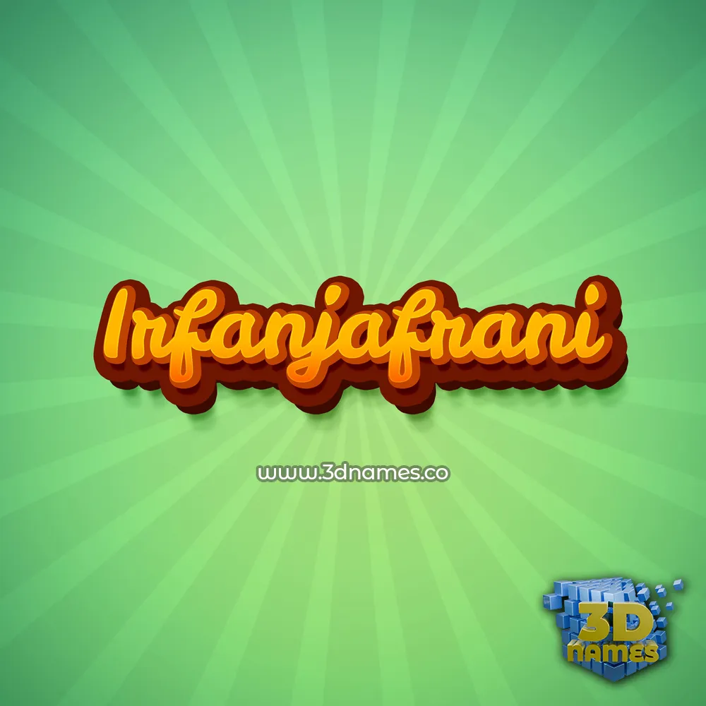 irfanjafrani in Green Rays style - 3D name wallpaper