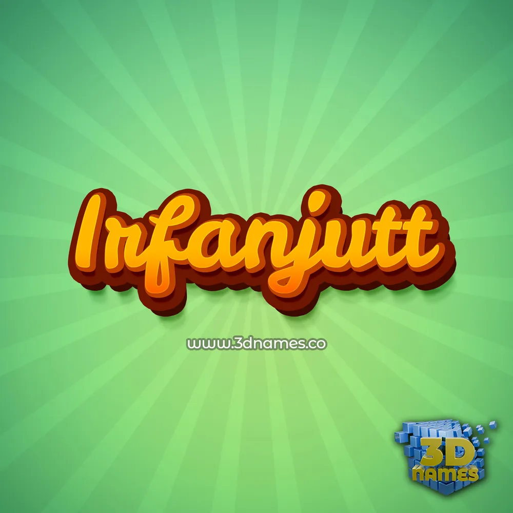 irfanjutt in Green Rays style - 3D name wallpaper