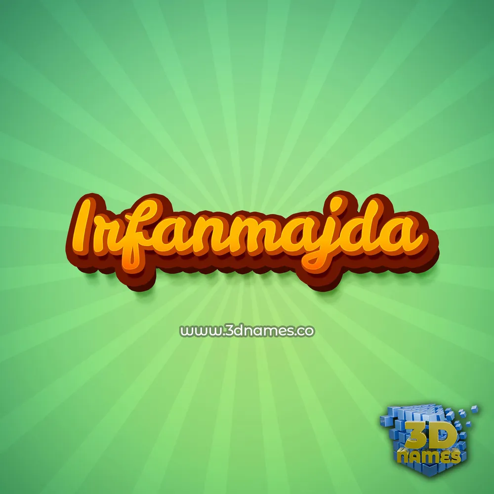 irfanmajda in Green Rays style - 3D name wallpaper