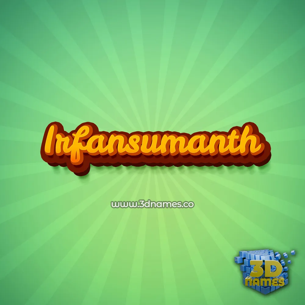 irfansumanth in Green Rays style - 3D name wallpaper