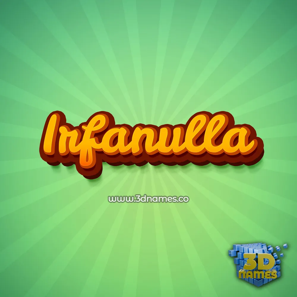 irfanulla in Green Rays style - 3D name wallpaper
