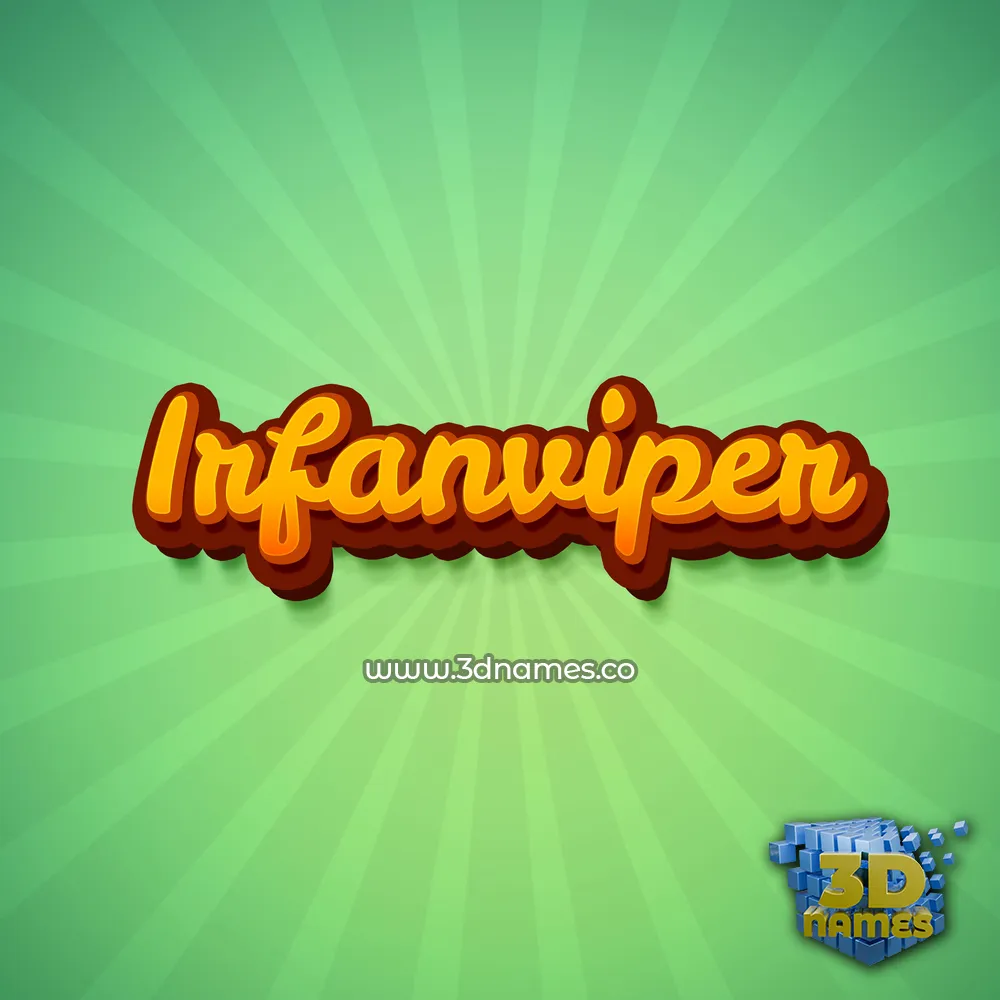 irfanviper in Green Rays style - 3D name wallpaper