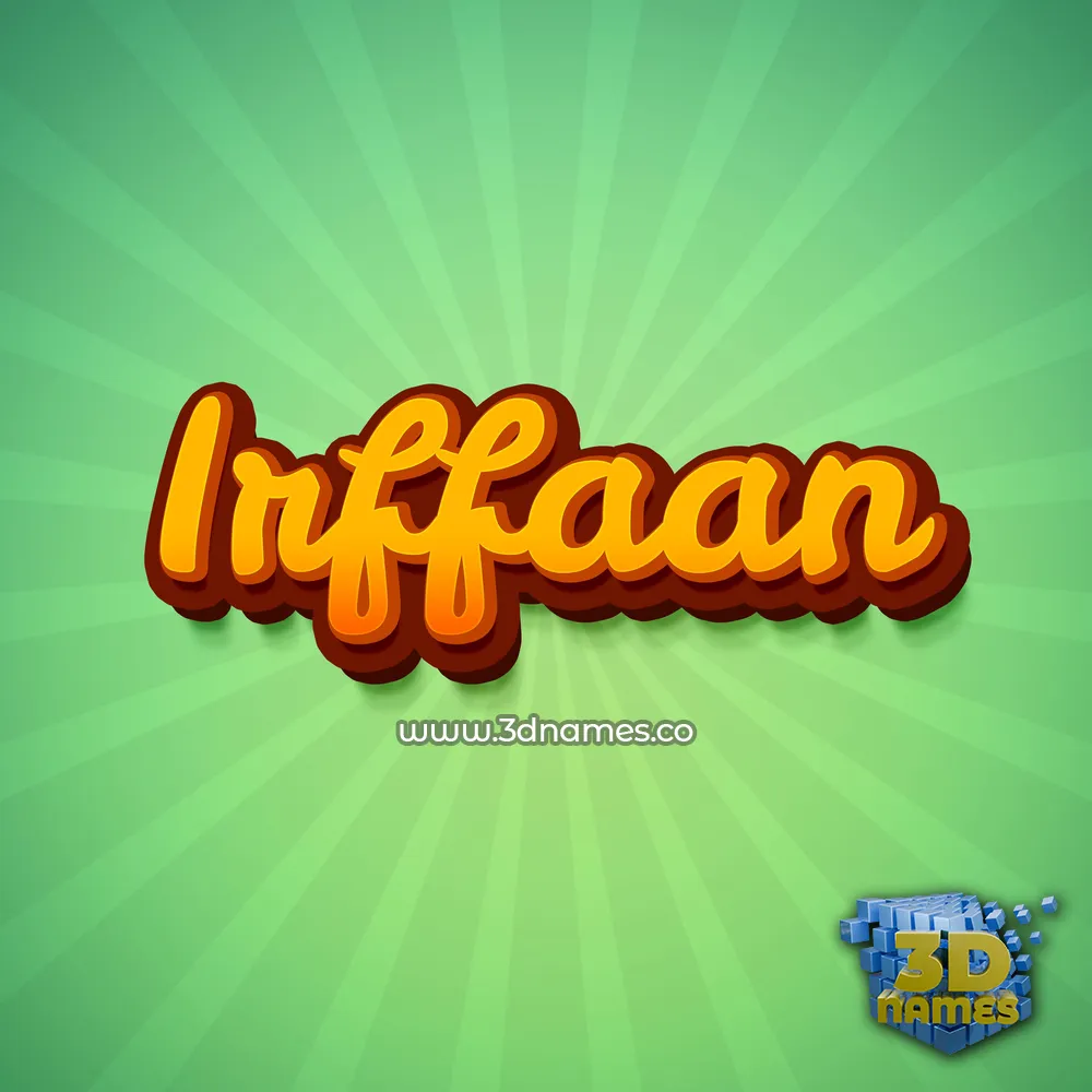 irffaan in Green Rays style - 3D name wallpaper