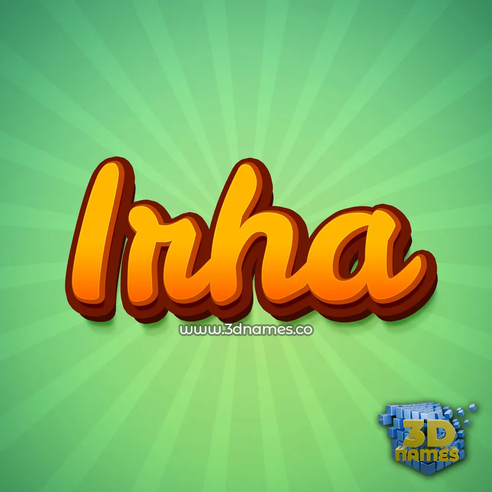 irha in Green Rays style - 3D name wallpaper