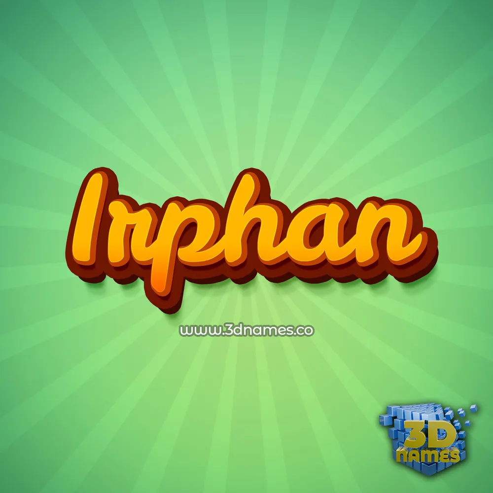irphan in Green Rays style - 3D name wallpaper