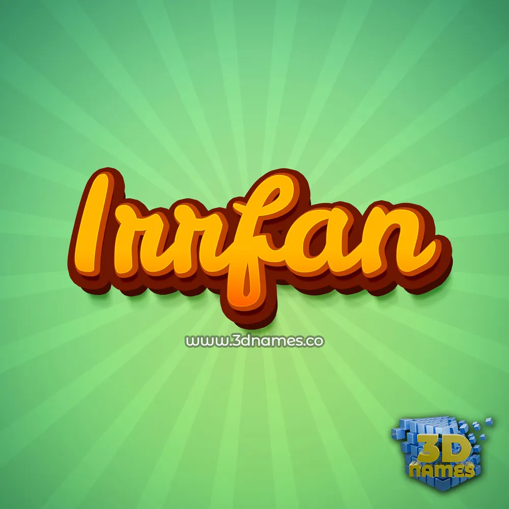 irrfan in Green Rays style - 3D name wallpaper