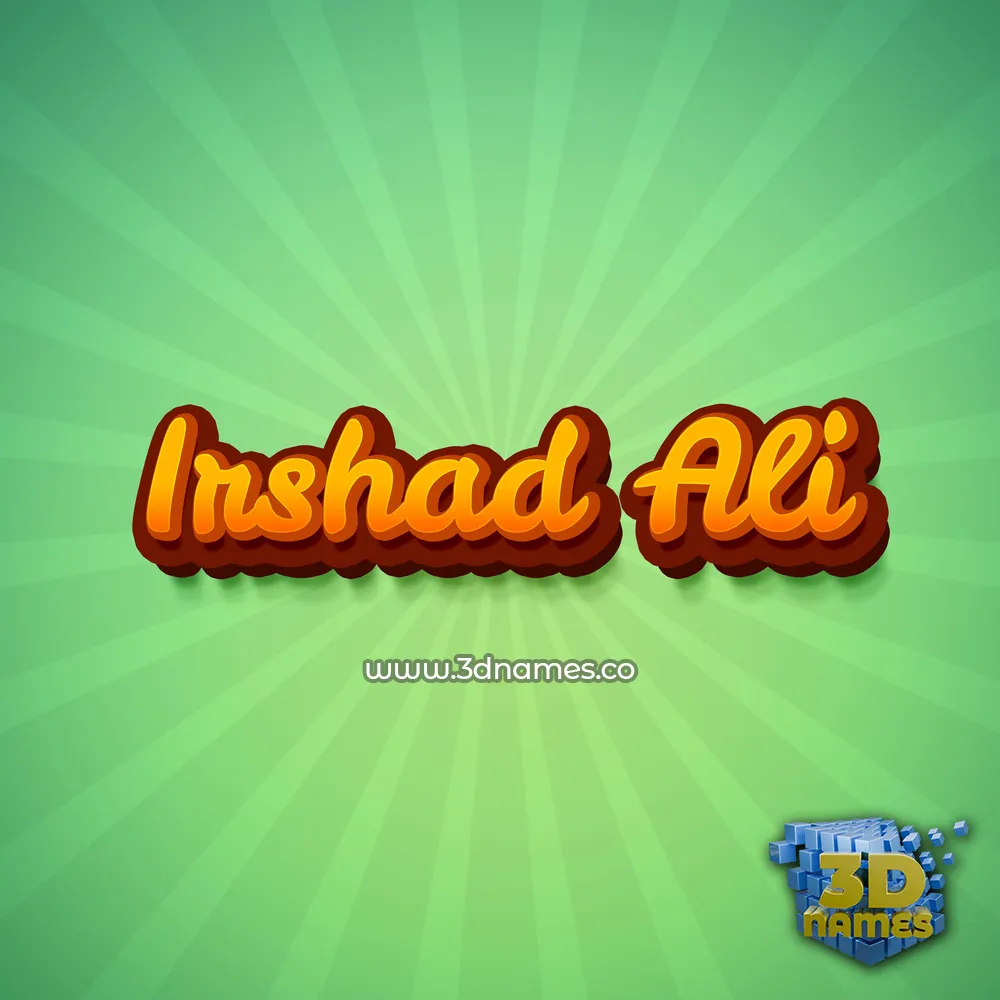 irshad ali in Green Rays style - 3D name wallpaper