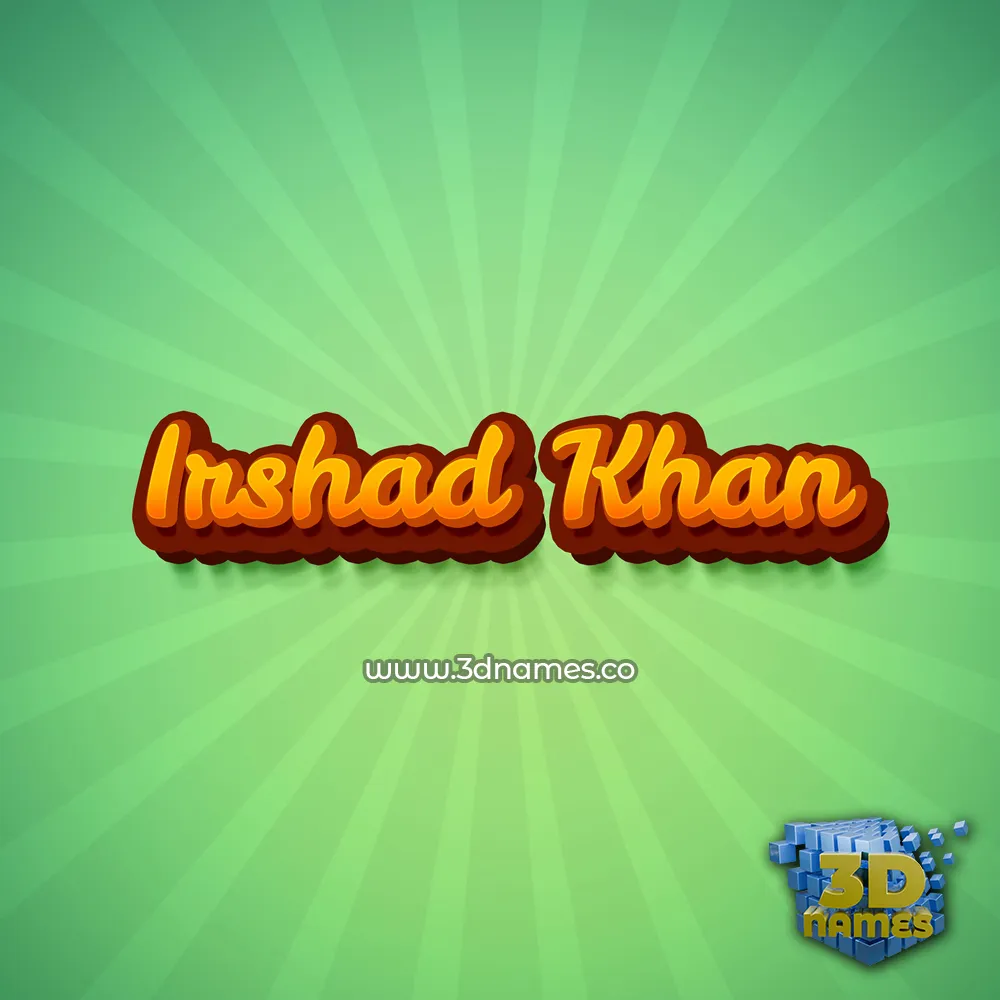 irshad khan in Green Rays style - 3D name wallpaper