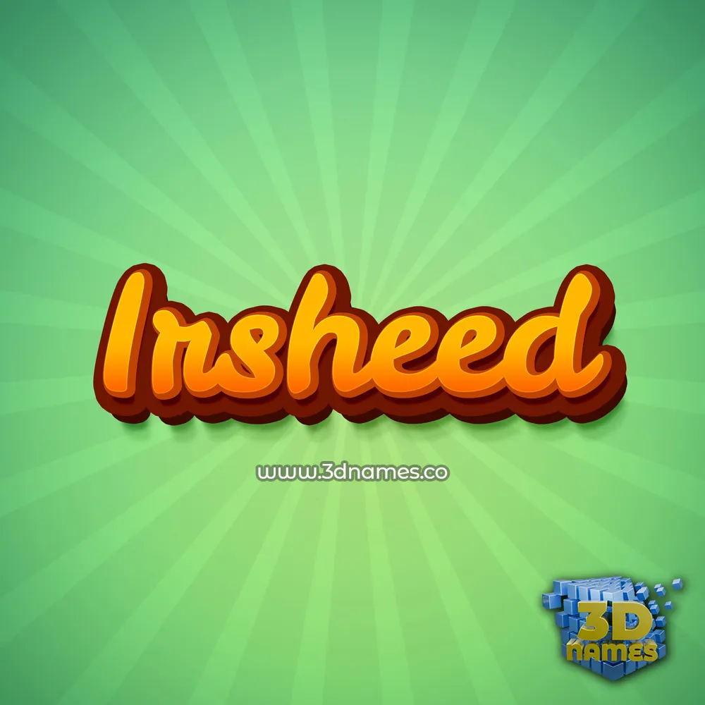 irsheed in Green Rays style - 3D name wallpaper