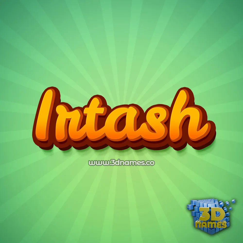 irtash in Green Rays style - 3D name wallpaper