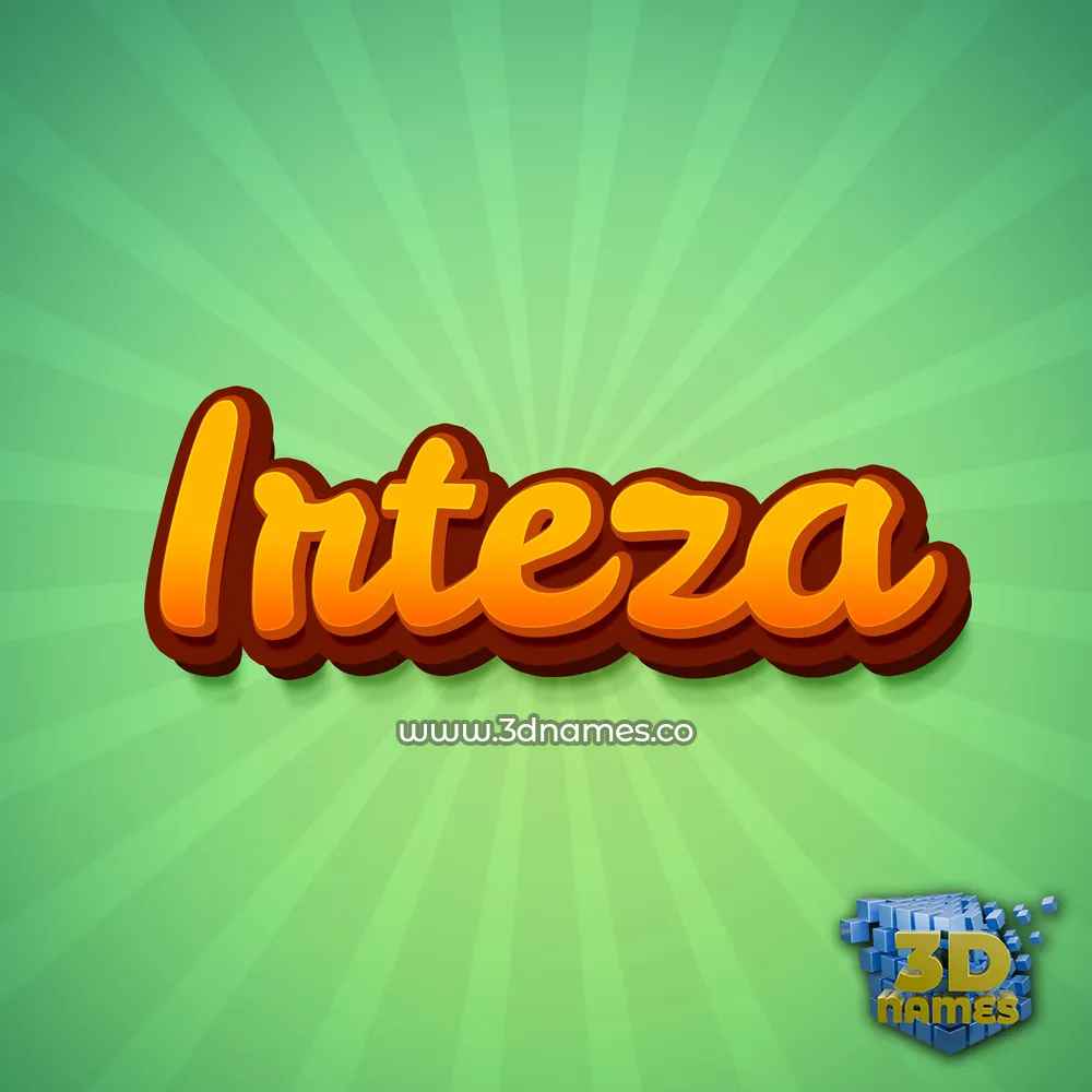 irteza in Green Rays style - 3D name wallpaper