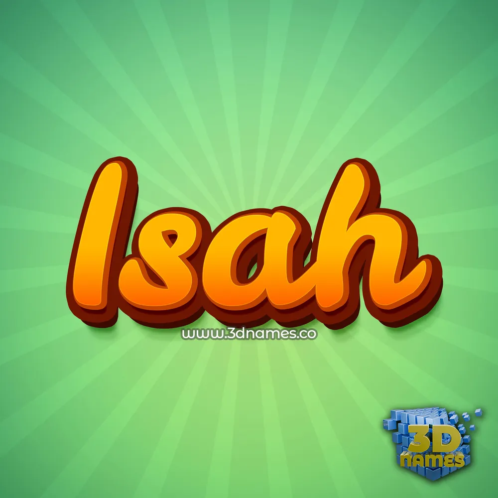 isah in Green Rays style - 3D name wallpaper