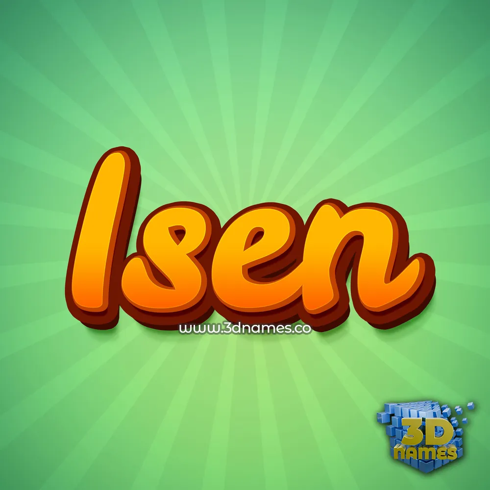 isen in Green Rays style - 3D name wallpaper