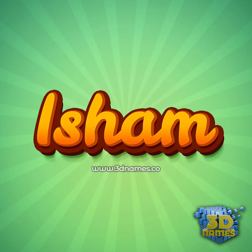 isham in Green Rays style - 3D name wallpaper