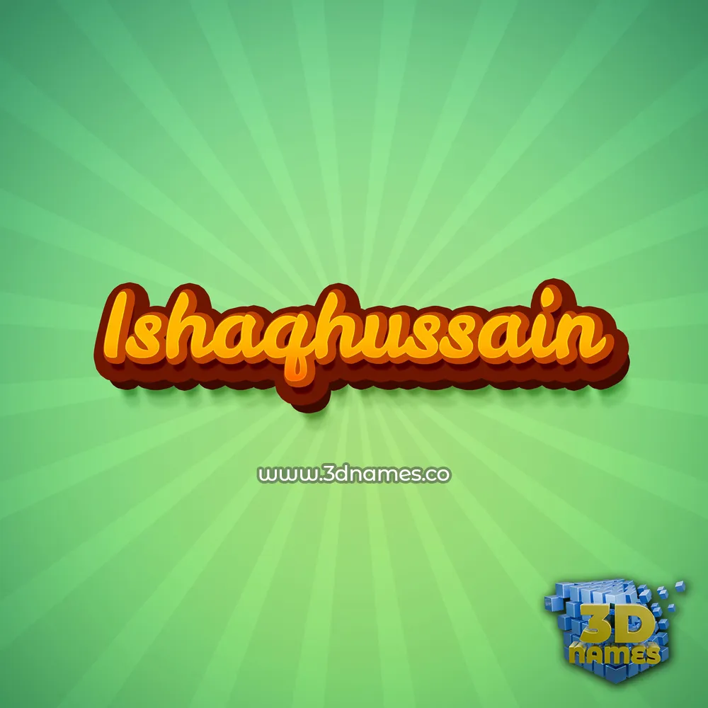 ishaqhussain in Green Rays style - 3D name wallpaper