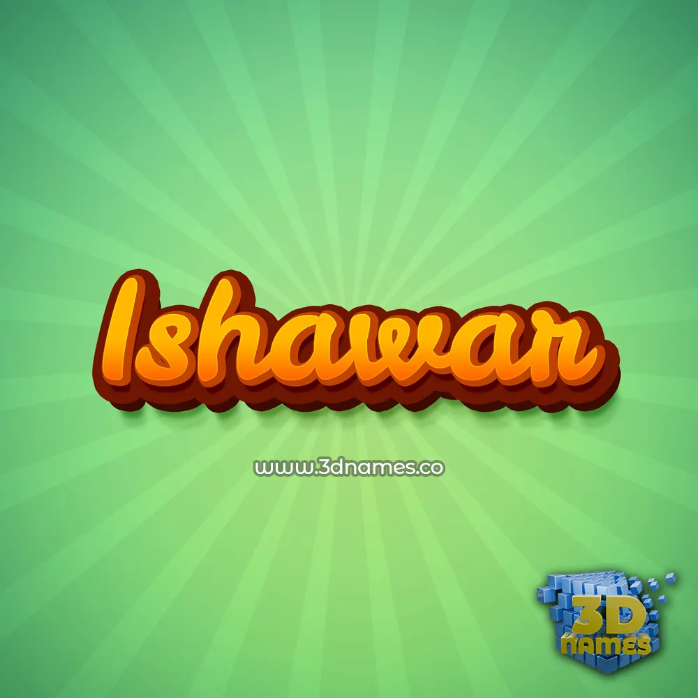 ishawar in Green Rays style - 3D name wallpaper