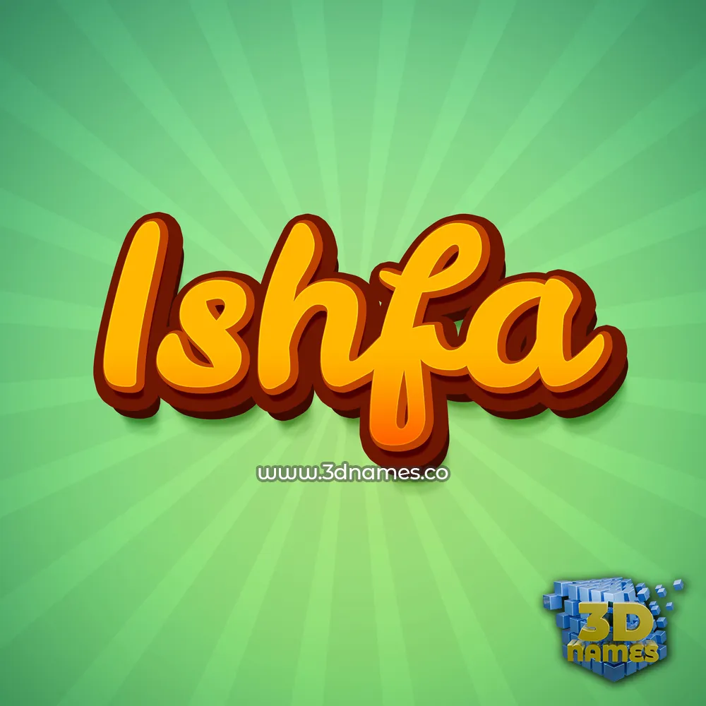 ishfa in Green Rays style - 3D name wallpaper