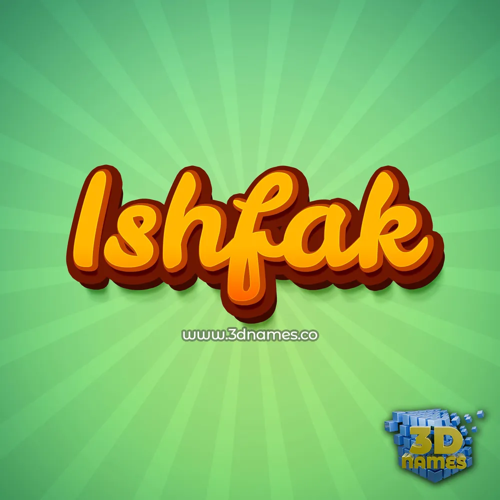 ishfak in Green Rays style - 3D name wallpaper