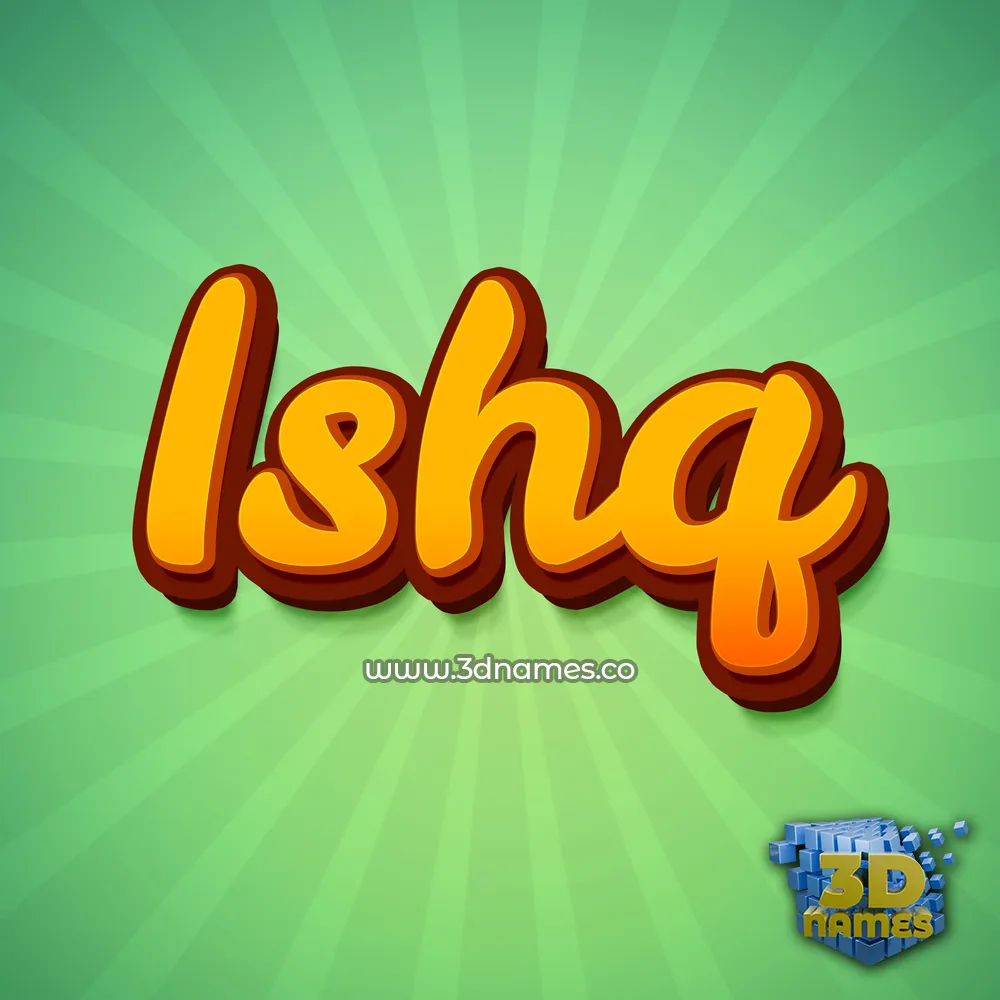 ishq in Green Rays style - 3D name wallpaper