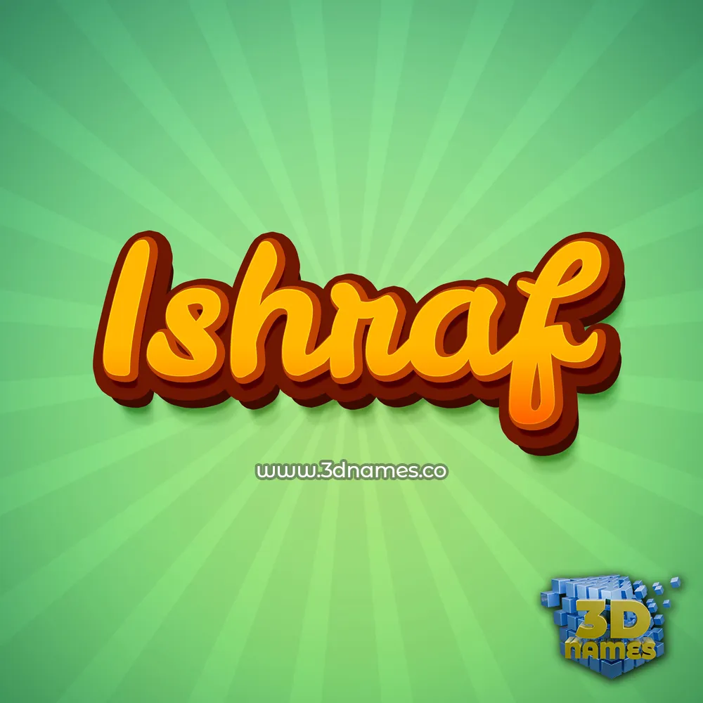 ishraf in Green Rays style - 3D name wallpaper