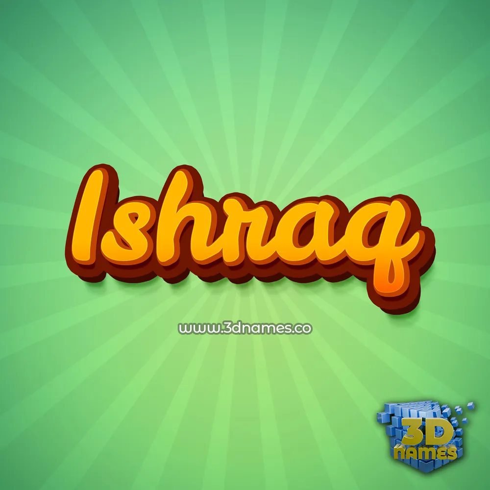 ishraq in Green Rays style - 3D name wallpaper