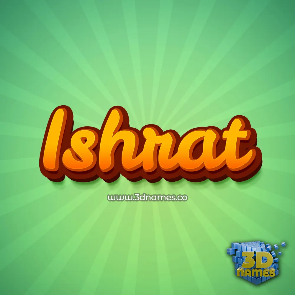 ishrat in Green Rays style - 3D name wallpaper