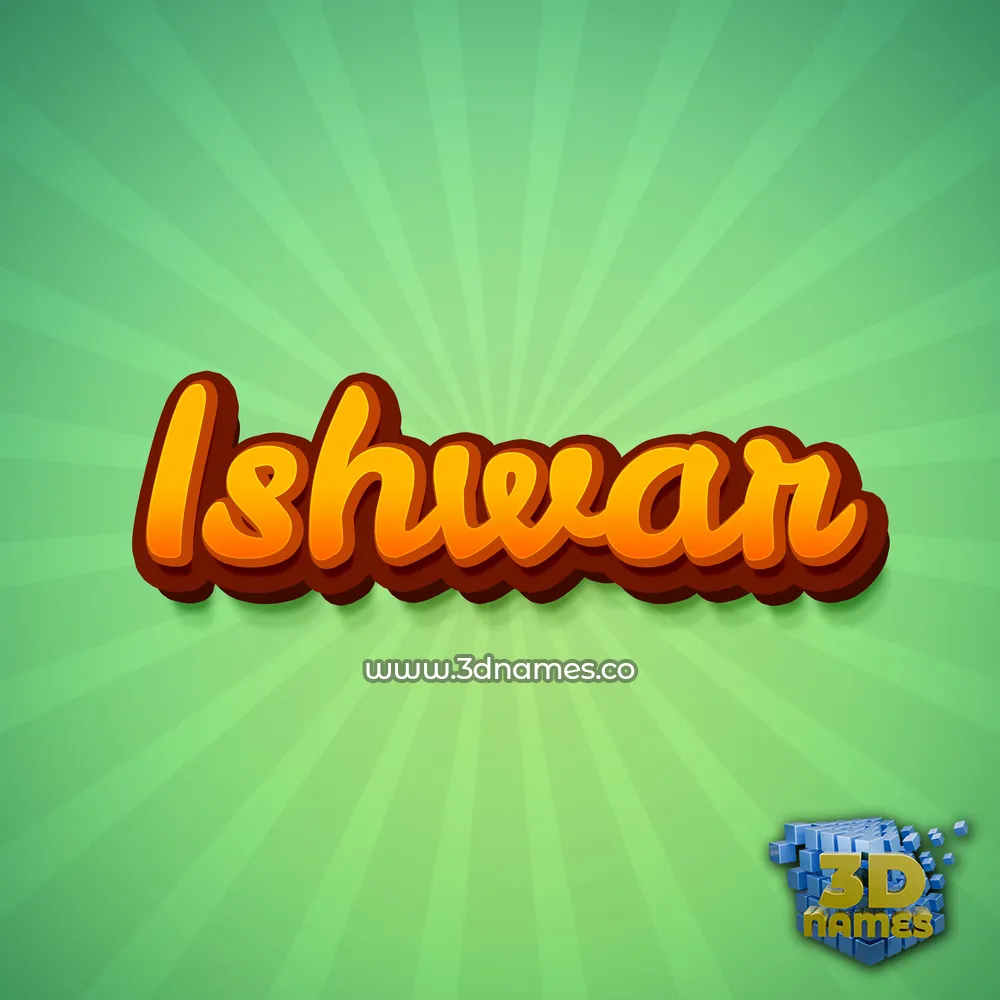 ishwar in Green Rays style - 3D name wallpaper