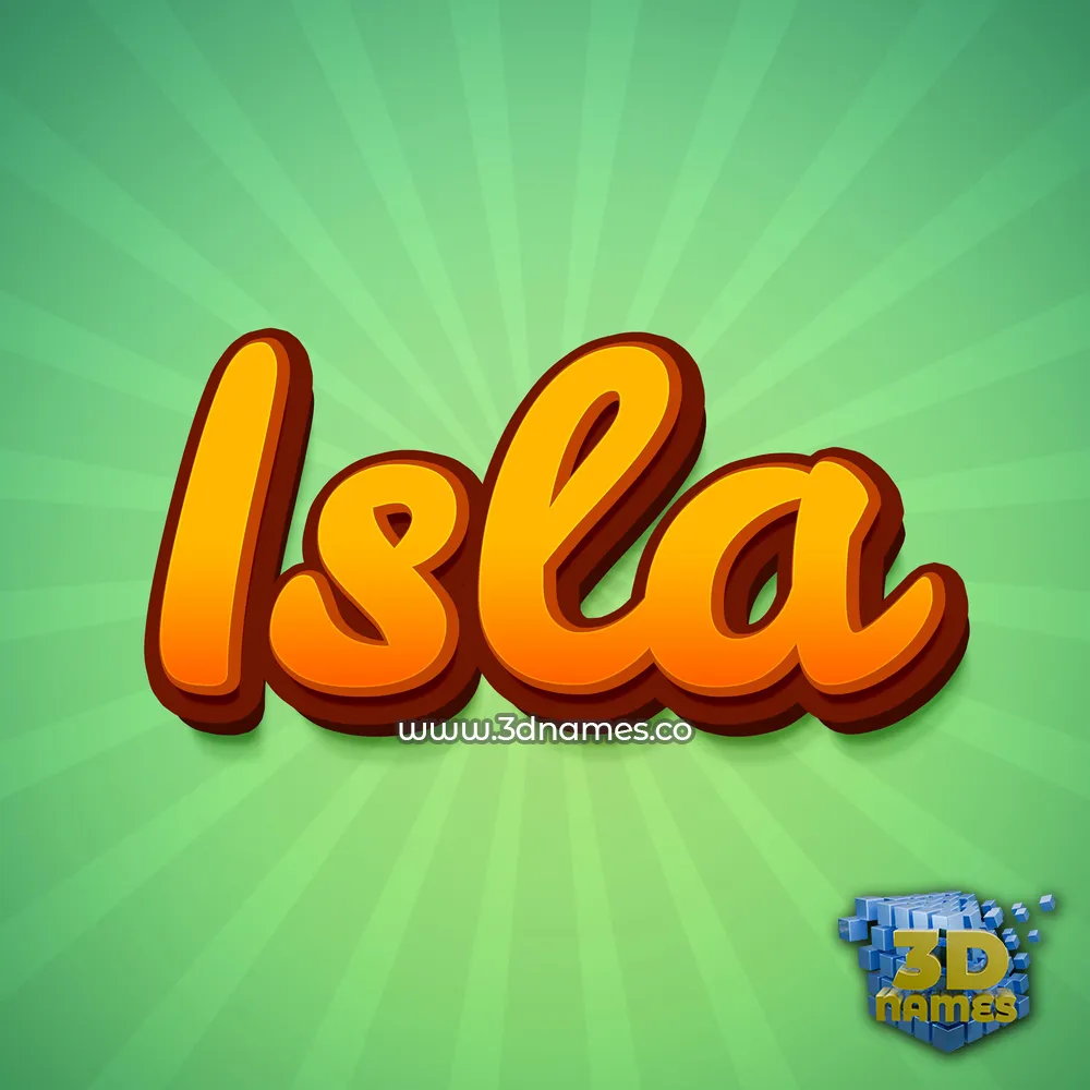 isla in Green Rays style - 3D name wallpaper