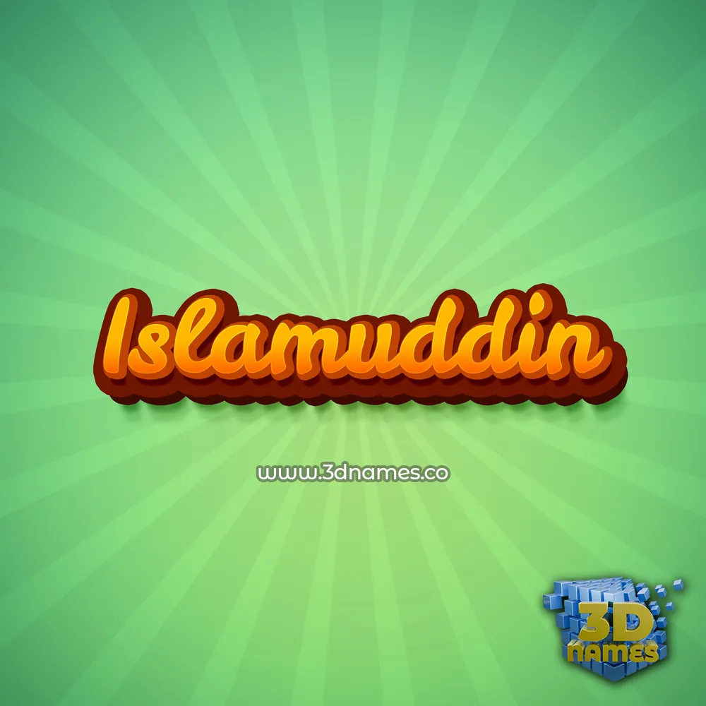islamuddin in Green Rays style - 3D name wallpaper