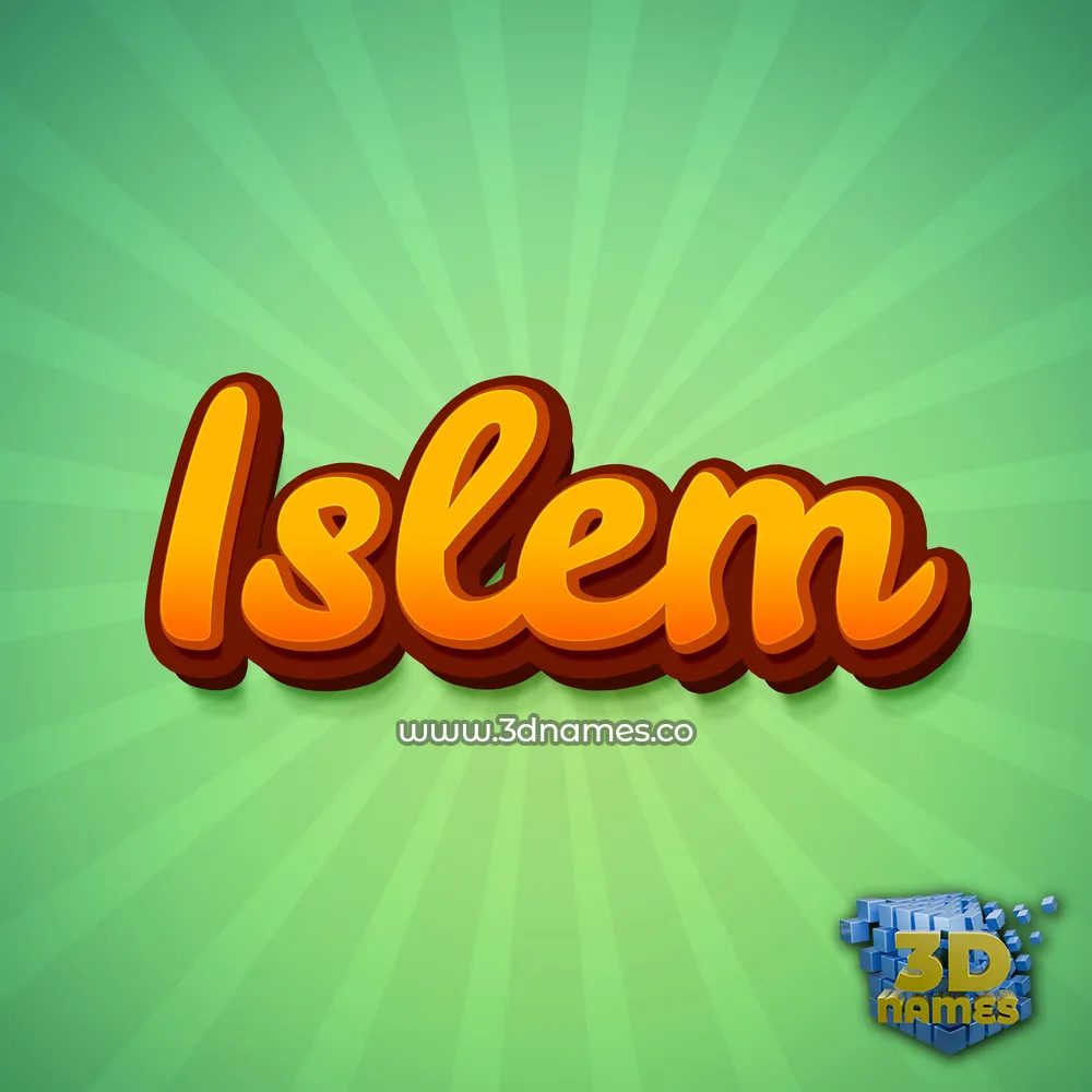islem in Green Rays style - 3D name wallpaper