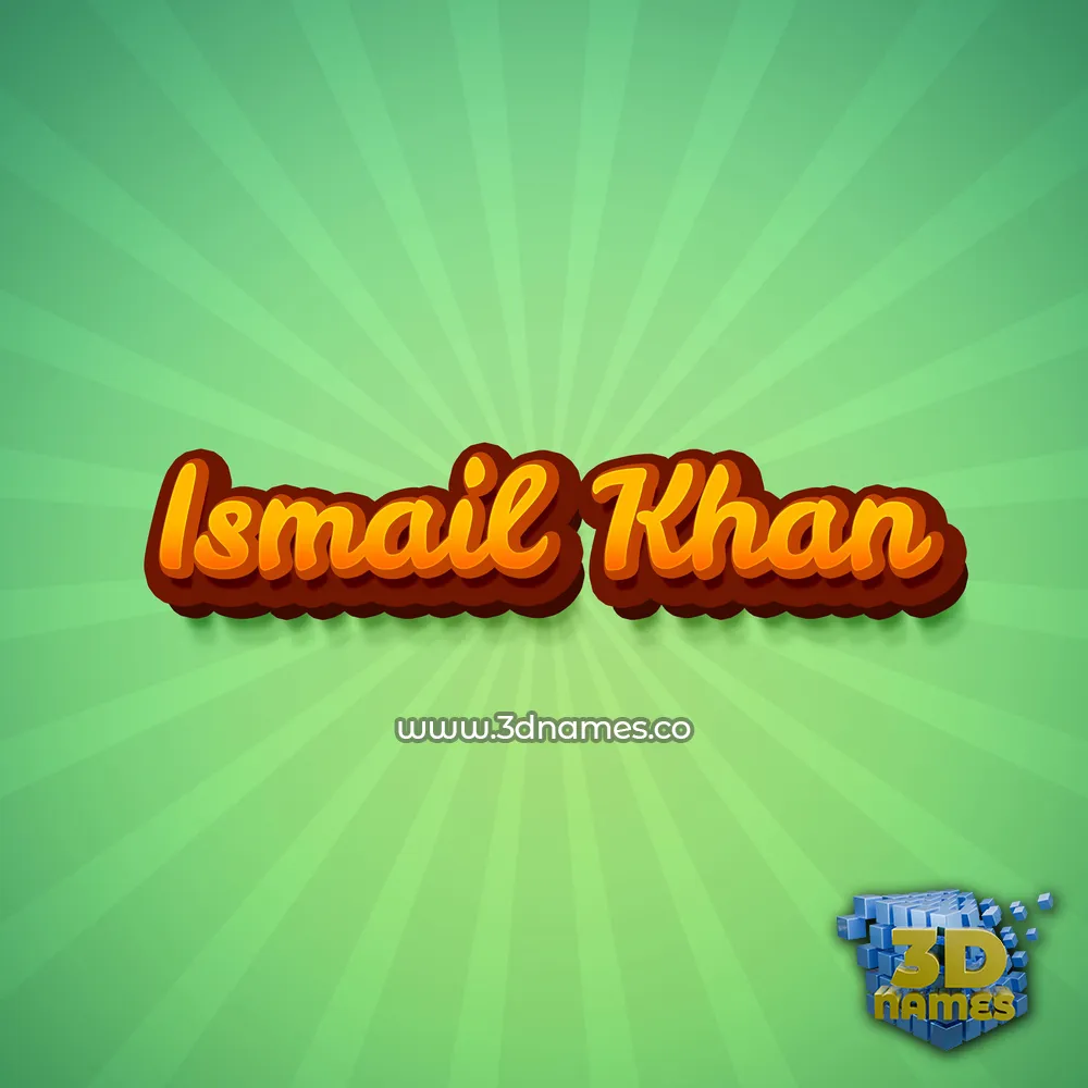 ismail khan in Green Rays style - 3D name wallpaper