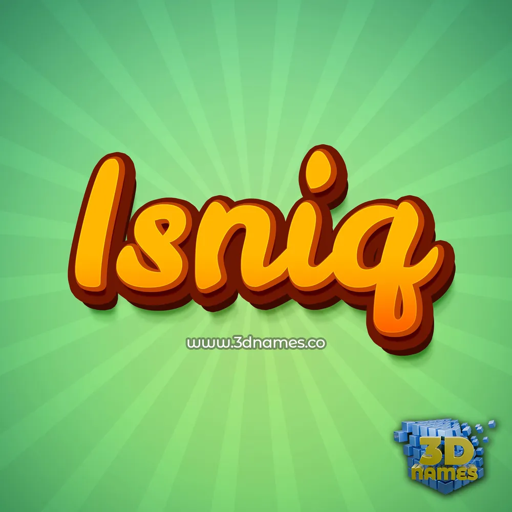 isniq in Green Rays style - 3D name wallpaper
