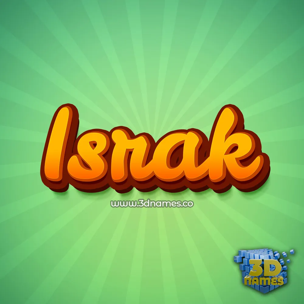 israk in Green Rays style - 3D name wallpaper