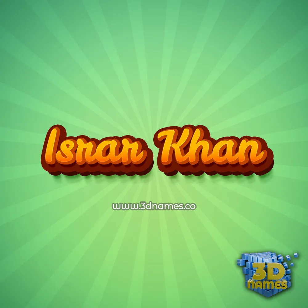 israr khan in Green Rays style - 3D name wallpaper