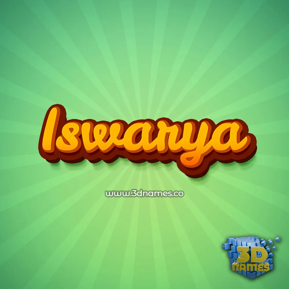iswarya in Green Rays style - 3D name wallpaper