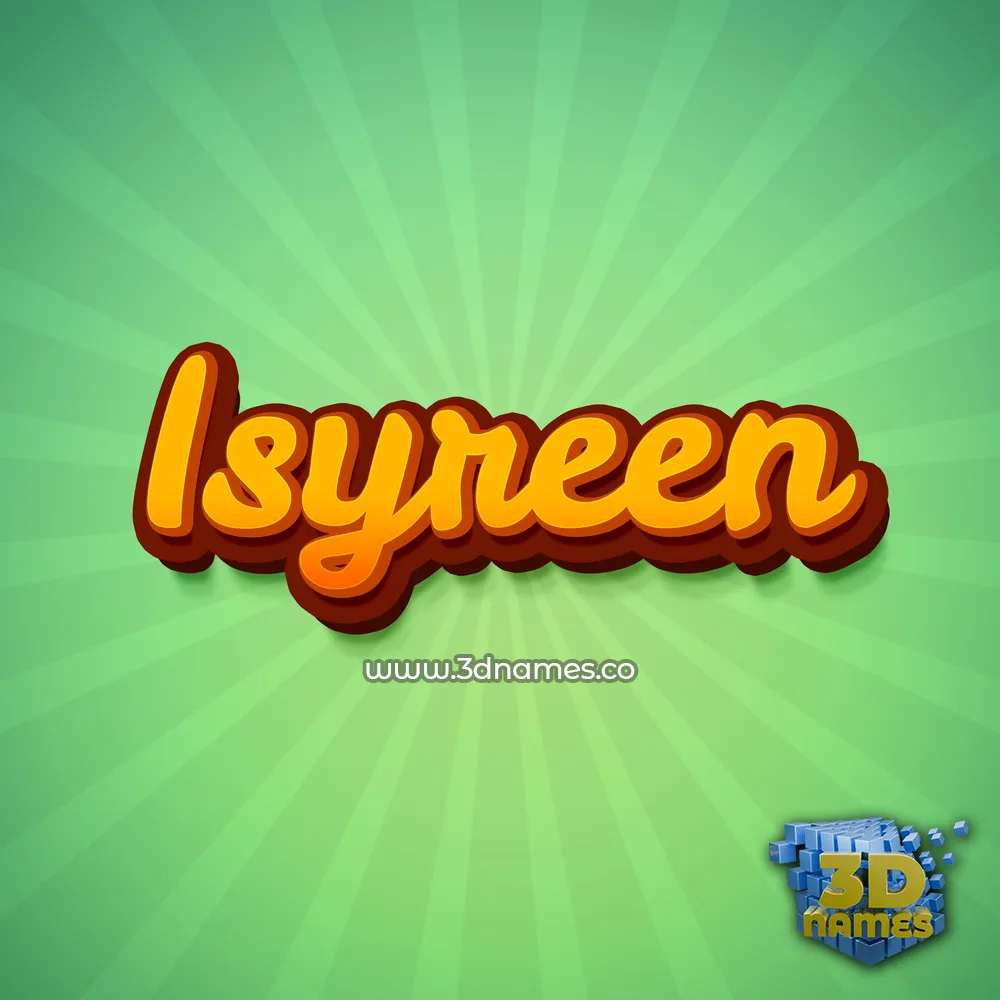isyreen in Green Rays style - 3D name wallpaper