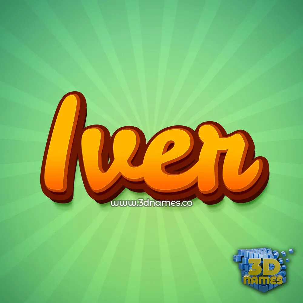 iver in Green Rays style - 3D name wallpaper