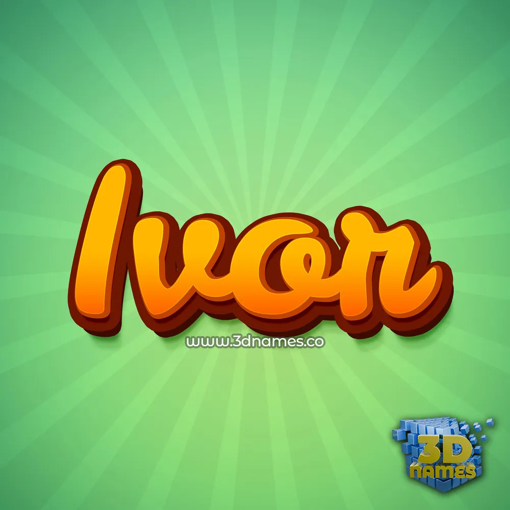 ivor in Green Rays style - 3D name wallpaper