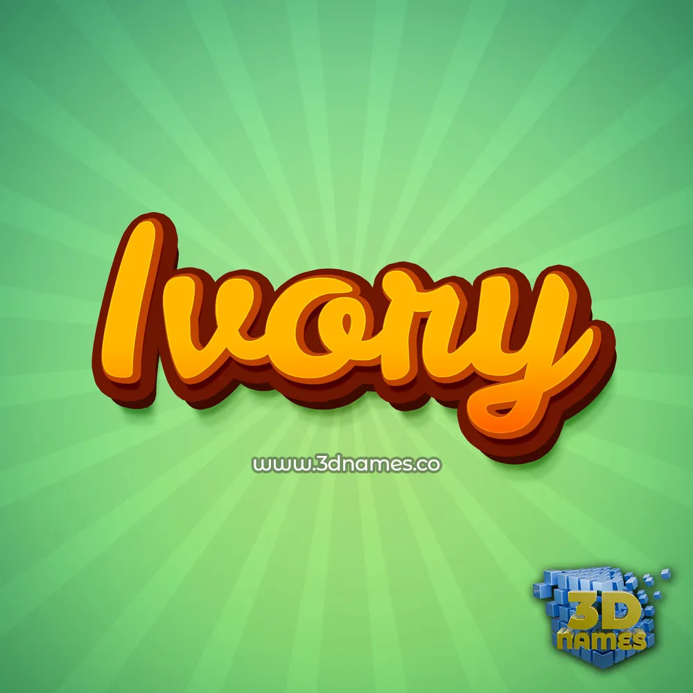 ivory in Green Rays style - 3D name wallpaper