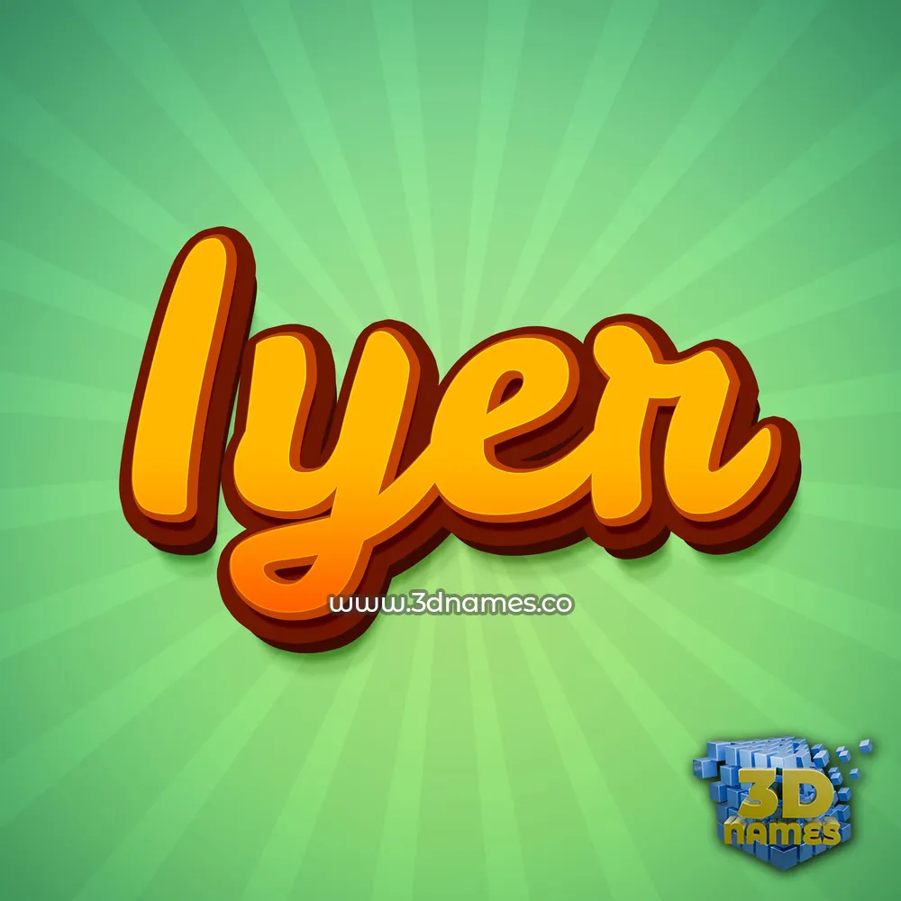 iyer in Green Rays style - 3D name wallpaper