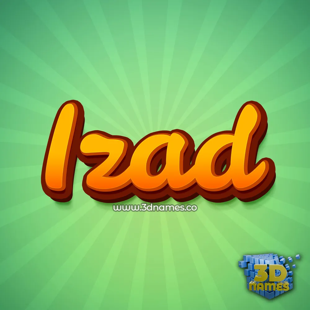izad in Green Rays style - 3D name wallpaper