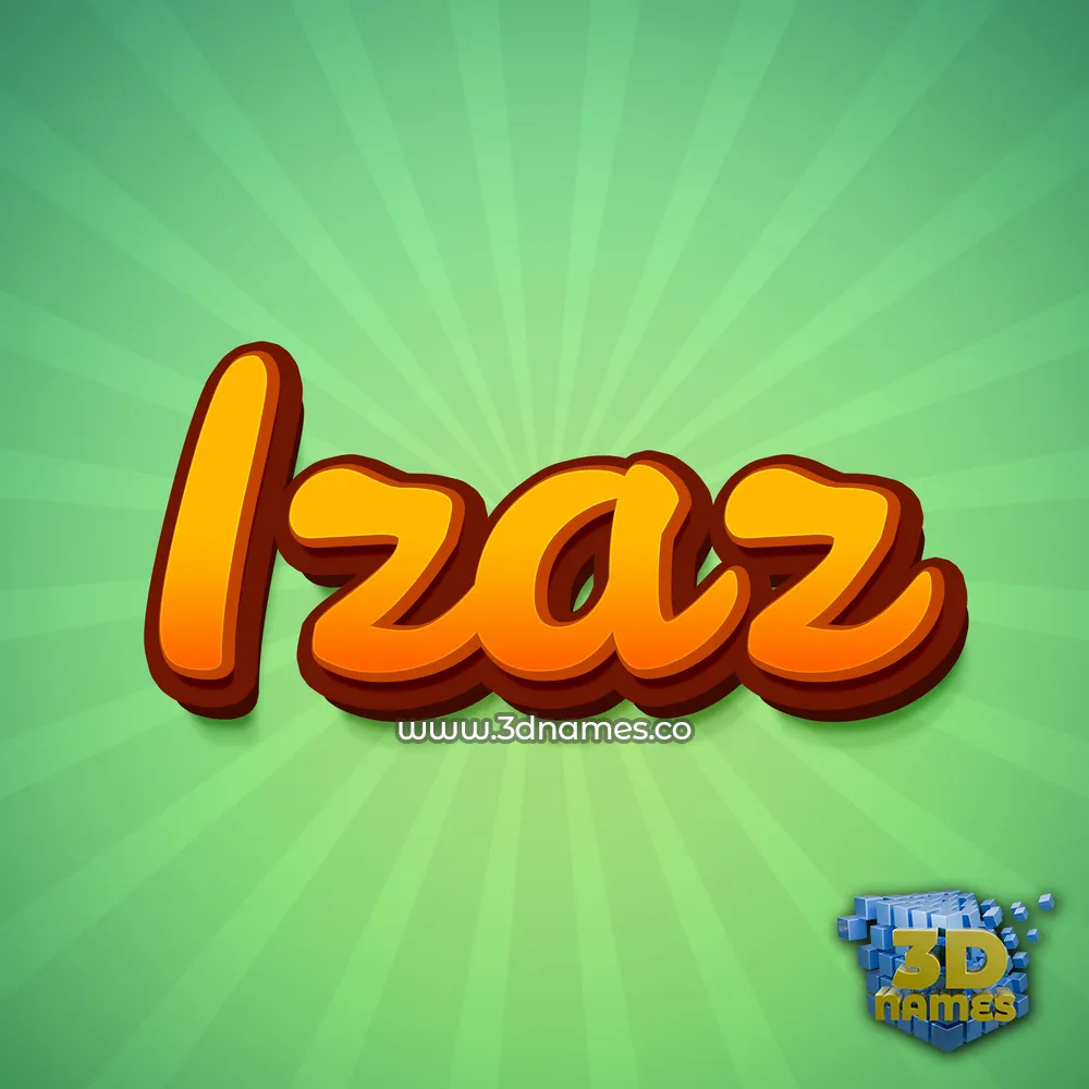 izaz in Green Rays style - 3D name wallpaper