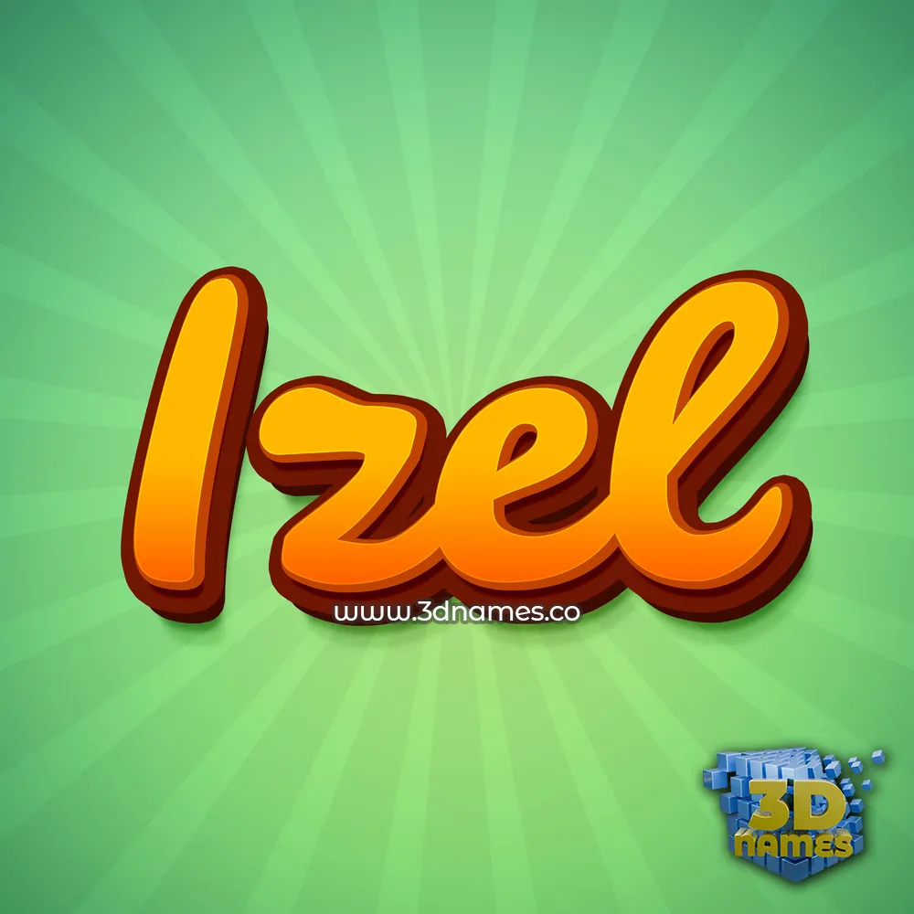 izel in Green Rays style - 3D name wallpaper