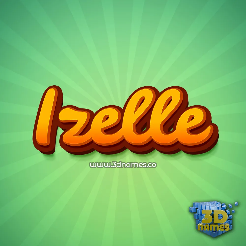 izelle in Green Rays style - 3D name wallpaper