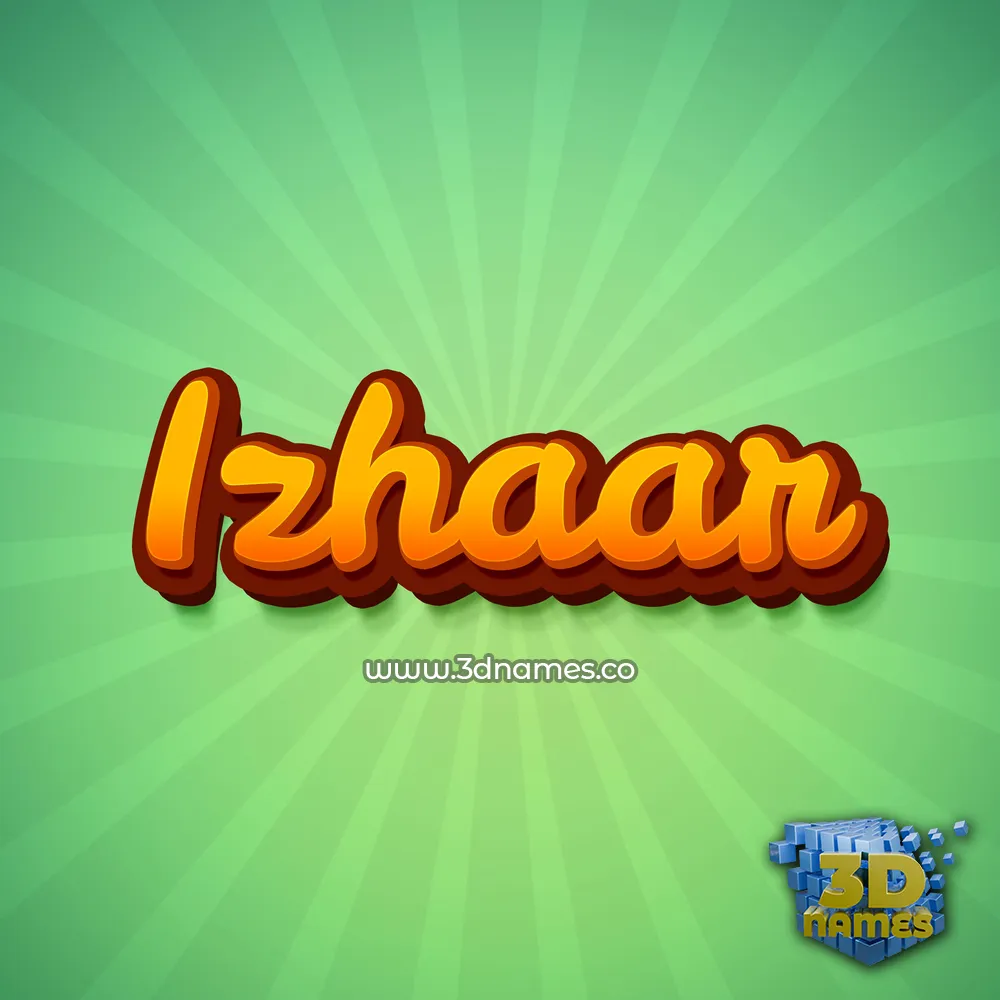 izhaar in Green Rays style - 3D name wallpaper